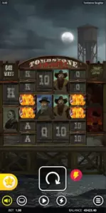Tombstone Slaughter mobile slot interface on smartphone showing responsive design and touch controls for iOS and Android
